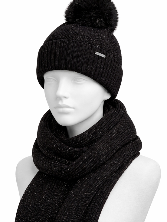 Calvin Klein Accessories - Calvin Klein Black Metallic Knit Beanie&Scarf